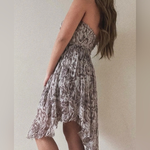 Free People Gauzy Tie Dye Grey Purple Dress Waterfall Mermaid Boho Hippie size S - Picture 2 of 9